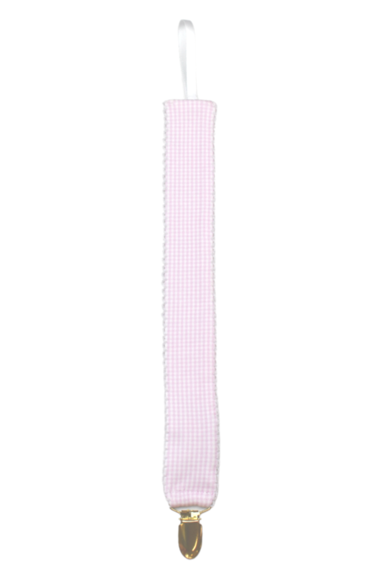 Pink Mini Gingham Pacifier Clip