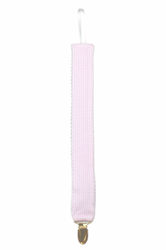 Pink Mini Gingham Pacifier Clip