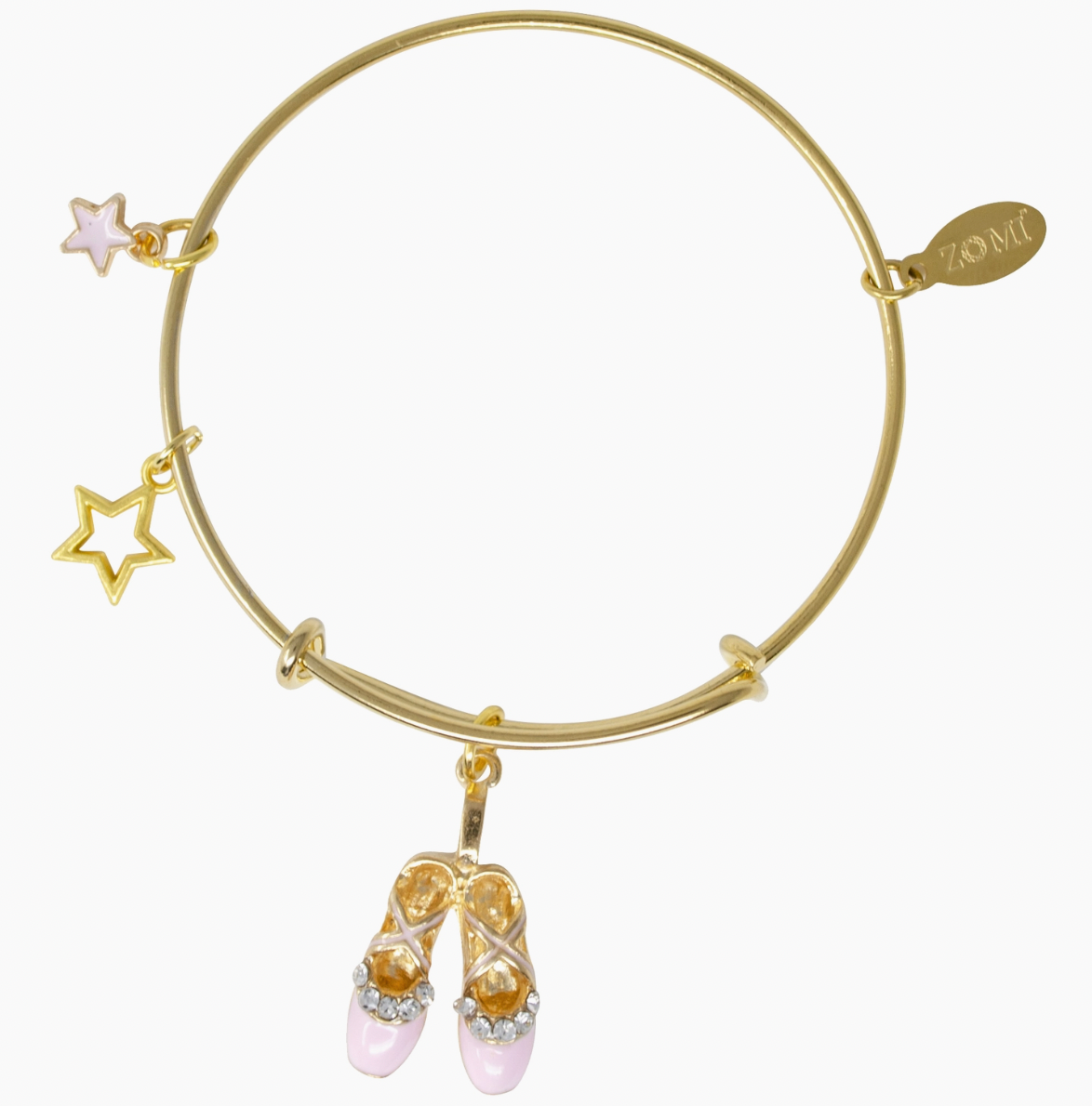 Ballet Pointe Shoes & Star Gold Bangle Bracelet