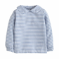 Gray Blue Gingham Long Sleeve Peter Pan Shirt