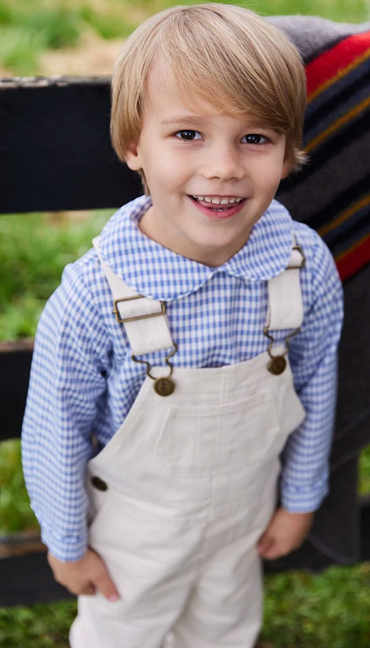 Peter Pan Shirt, Gray Blue Gingham