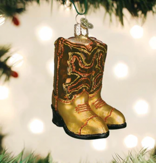 Ornament, Brown Cowboy Boots