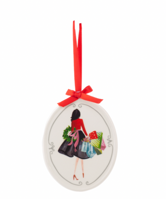 Ornament, Glam Girl with Shopping Bags