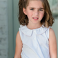 Blue Trim Ruffle Collar Sleeveless Shirt