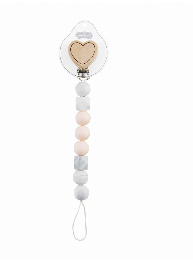 Heart Wood & Silicone Pacifier Clip