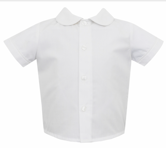 Boy's Short Sleeve Woven Button Up Collared Shirt, White