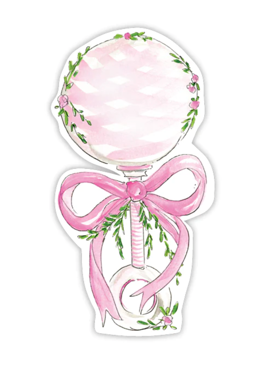 Pink Bay Rattle Pink Rattle Handpainted Die Cut – Baby Braithwaite