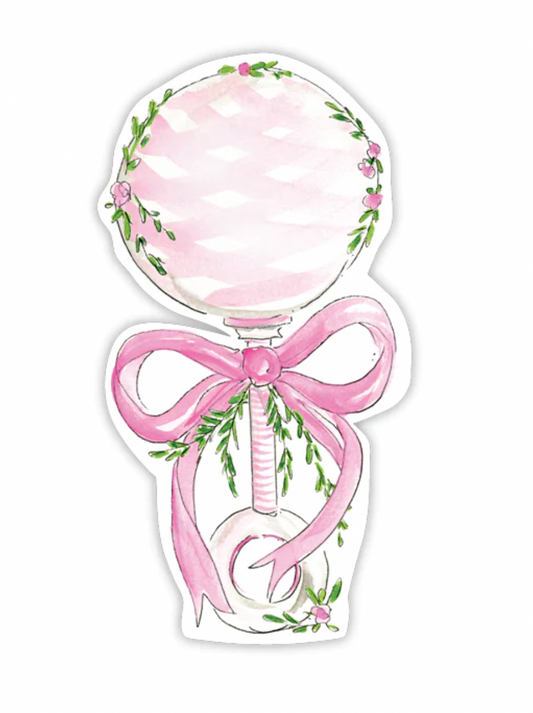 Pink Rattle Handpainted Die Cut