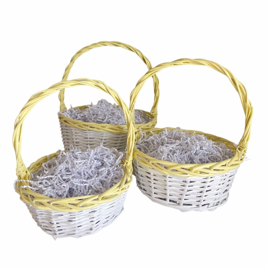 Easter Basket, White with Yellow- Small (IN STORE PICK UP ONLY)