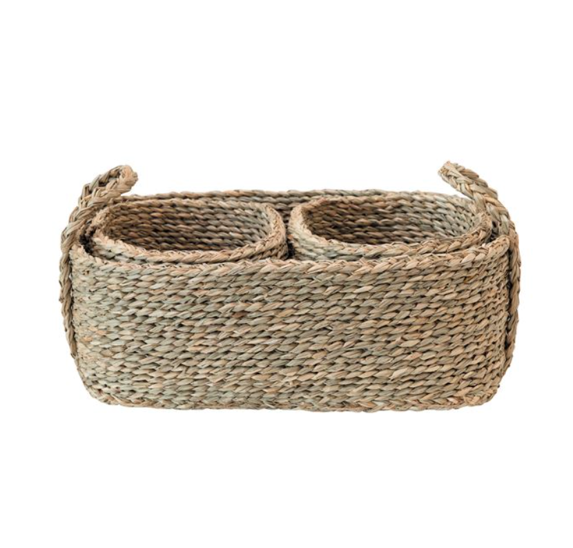 Seasgrass Baskets with Handles, Set of 3