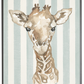 Framed Art, Watercolor Baby Giraffe on Blue Stripe