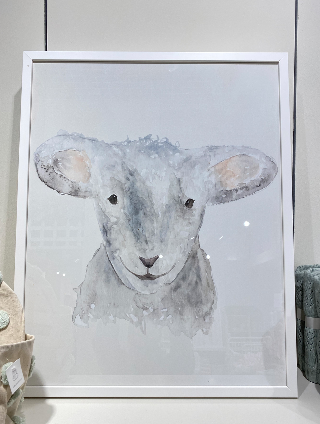 Framed Art, Watercolor Baby Sheep
