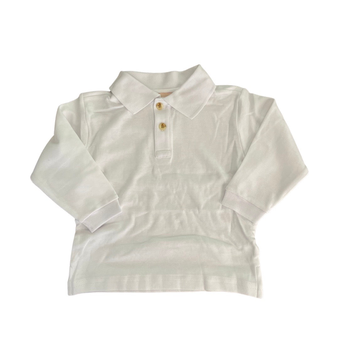 Long Sleeve Polo Shirt, White