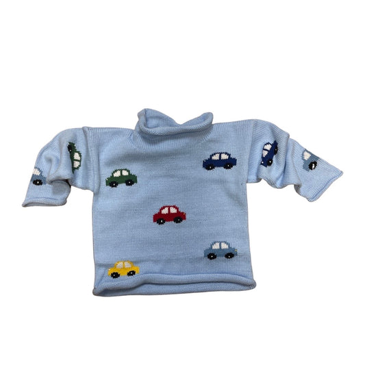 All Over Cars Sky Blue Rollneck Sweater