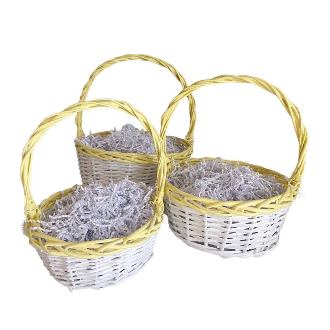 Easter Basket, White with Yellow