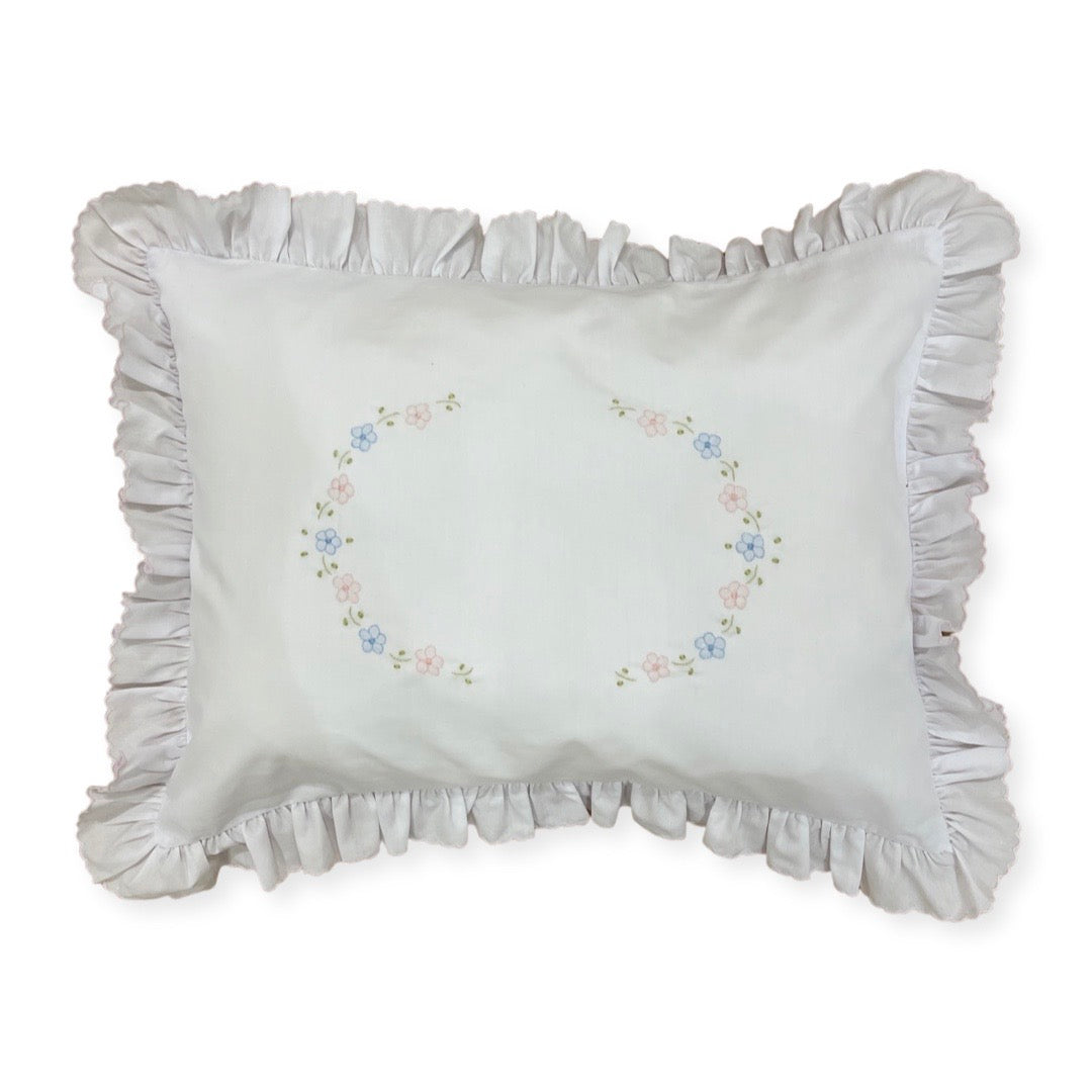Baby Pillow with Embroidered Flowers