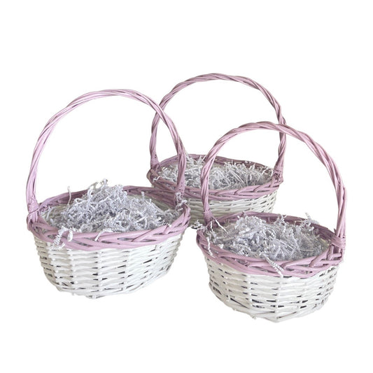 Easter Basket, White with Purple