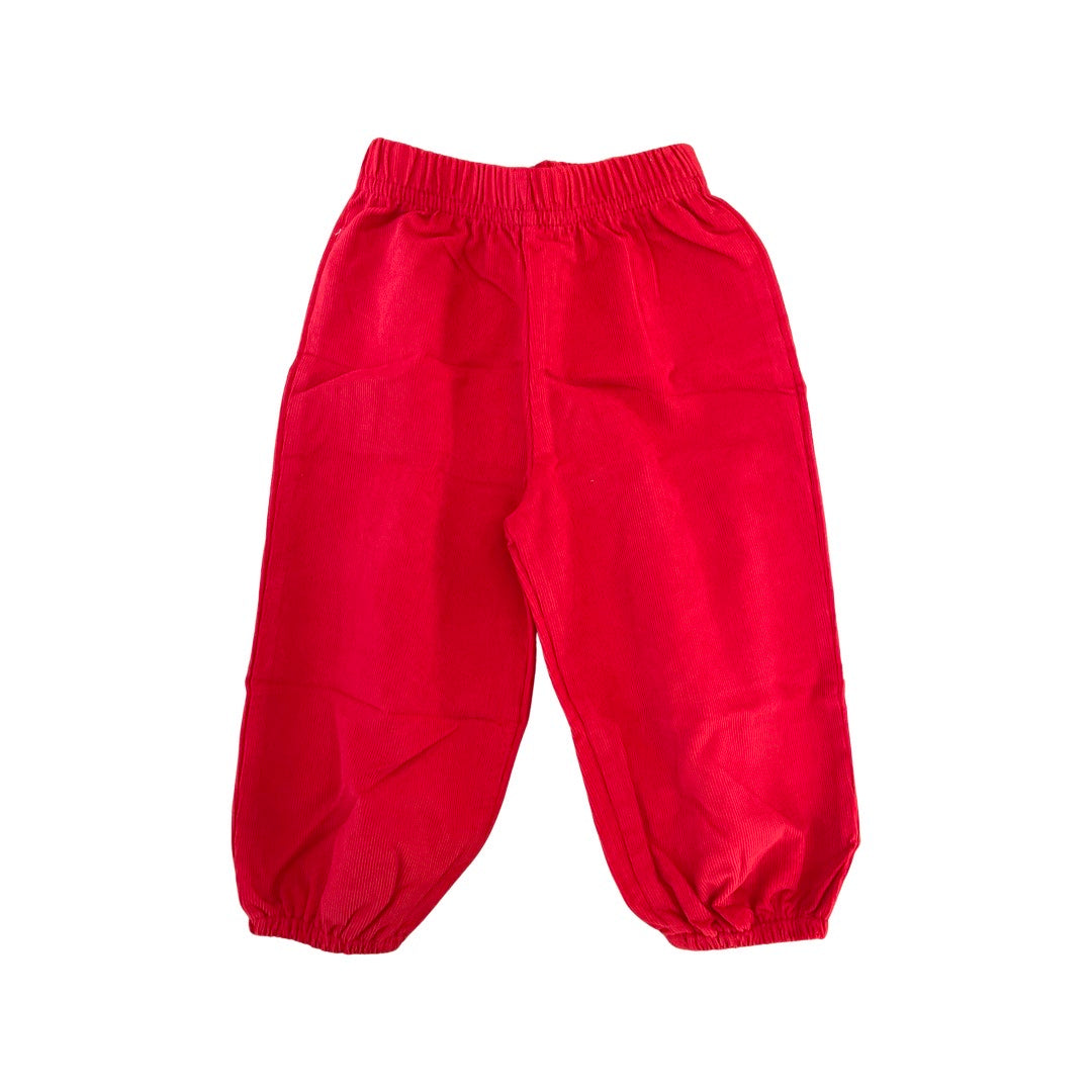 Boy's Corduroy Red Cinched Ankle Pants