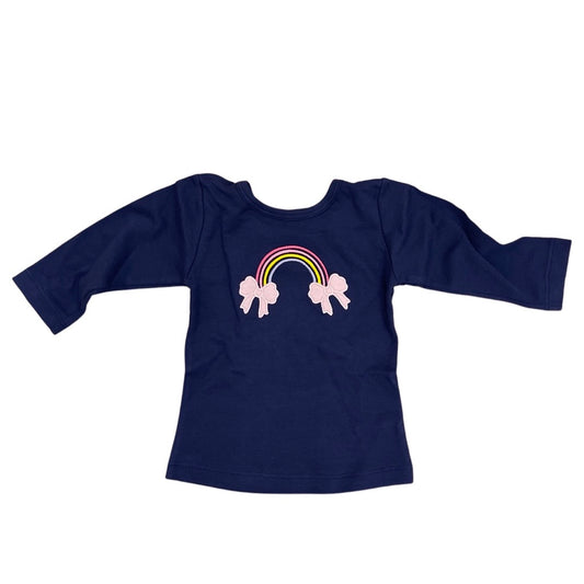 Girl's Navy Long Sleeve Rainbow & Bows T-Shirt