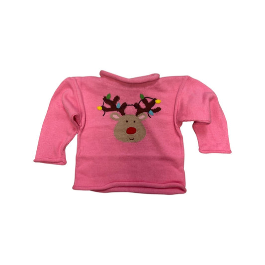 Pink Rudolph Lights in Antlers Rollneck Sweater