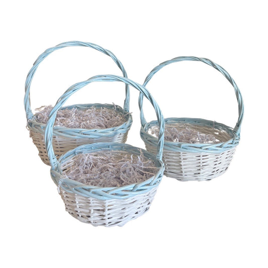 Easter Basket, White with Blue