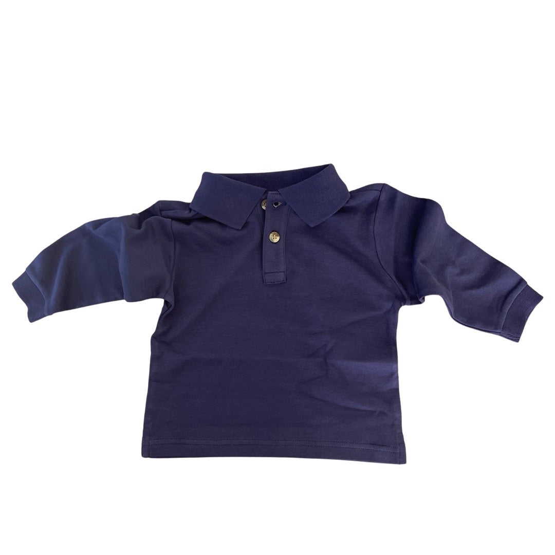 Long Sleeve Polo Shirt, Dark Royal Blue