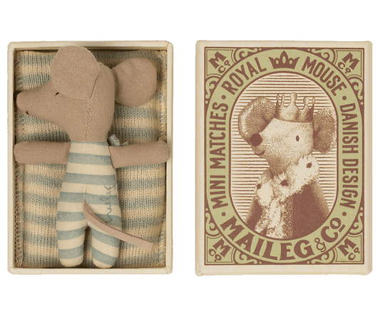 Sleepy Wakey' Baby Boy Mouse in Matchbox